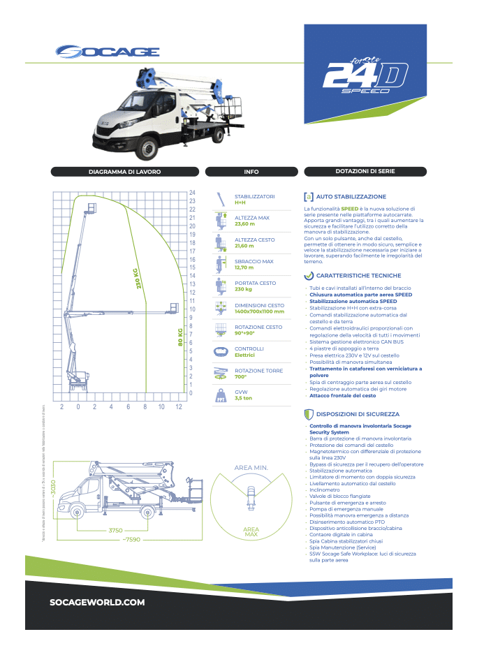 ISUZU CON PIATTAFORMA SOCAGE 24 D SPEED - SCHEDA