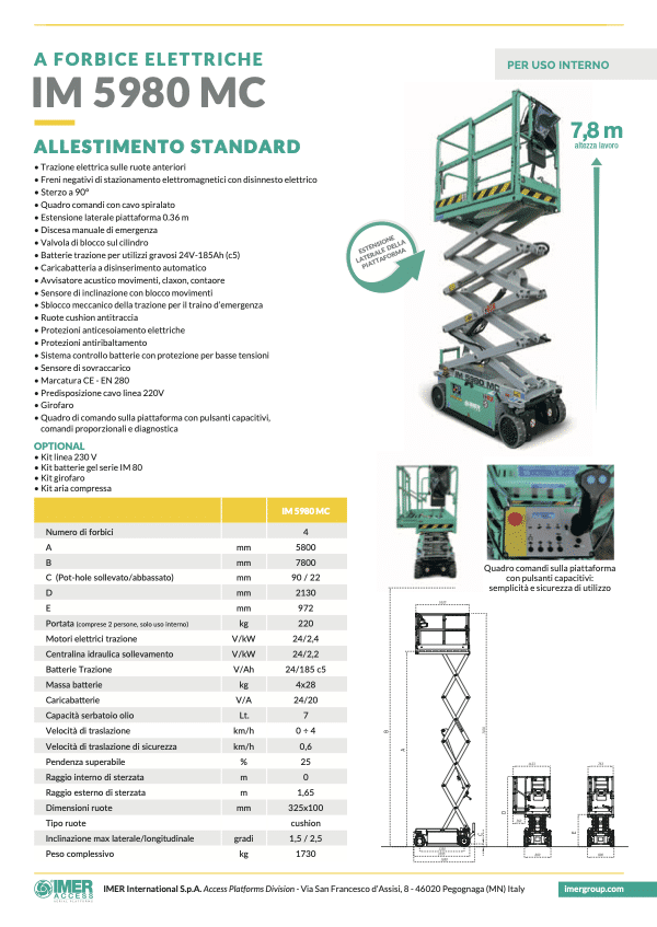 Piattaforma a pantografo ITECO 5980 - SCHEDA